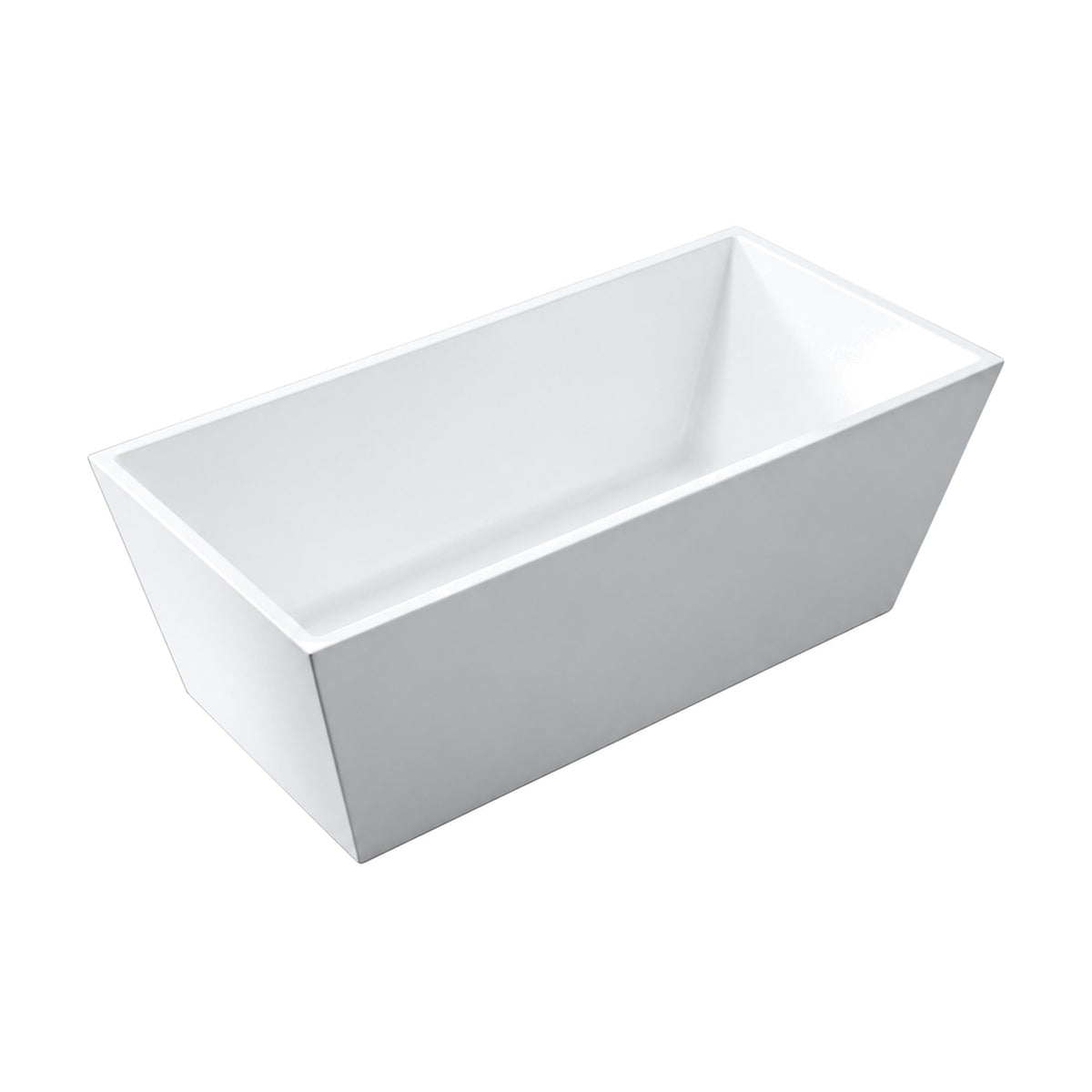 SANIKB D-8013 - white rectangular freestanding bathtub with square corners, flared walls and thin flat rim