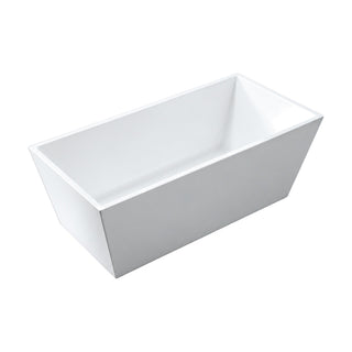SANIKB D-8013 - white rectangular freestanding bathtub with square corners, flared walls and thin flat rim