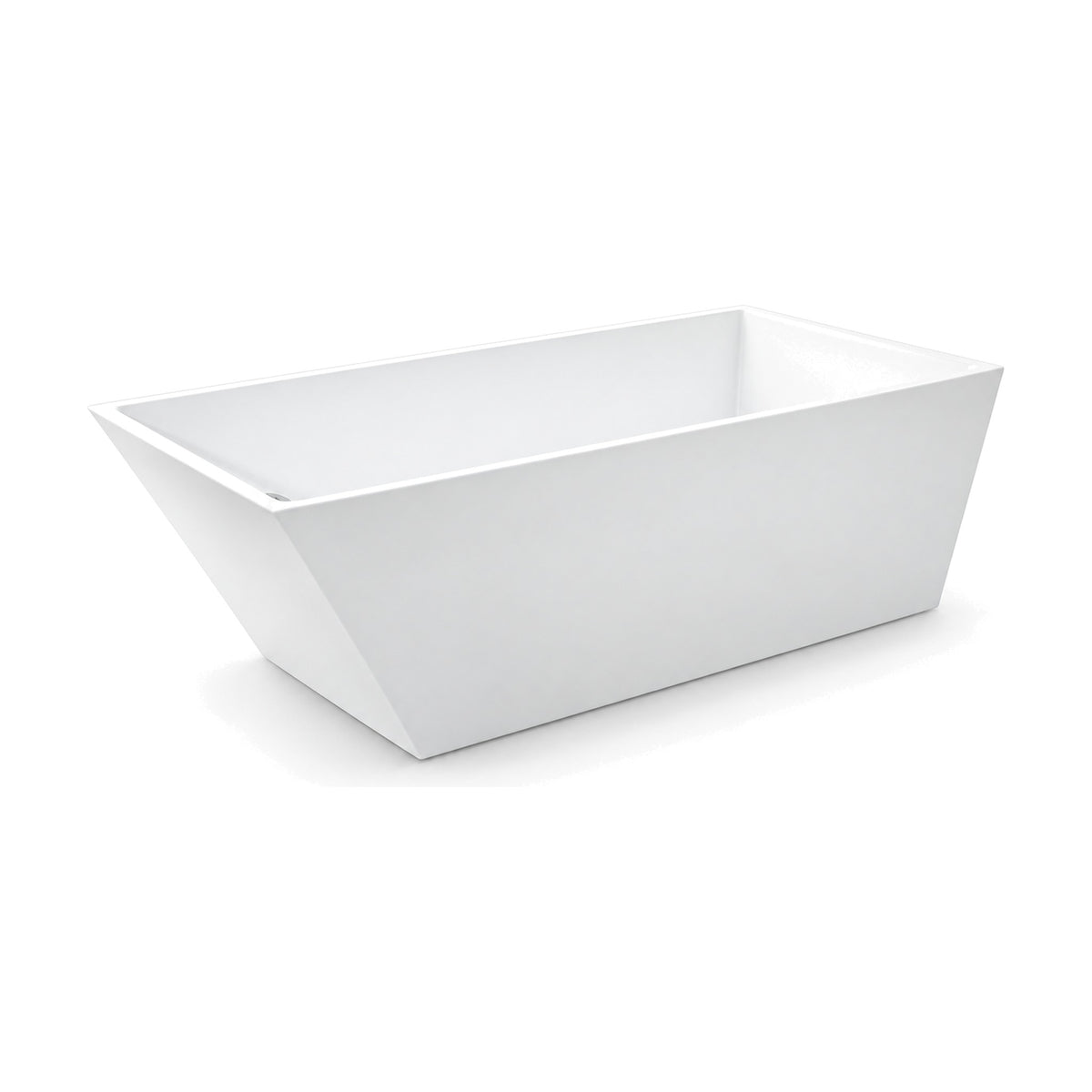 SANIKB D-8016 - white single-ended rectangular freestanding tub with raked backrest end, square corners and level rim