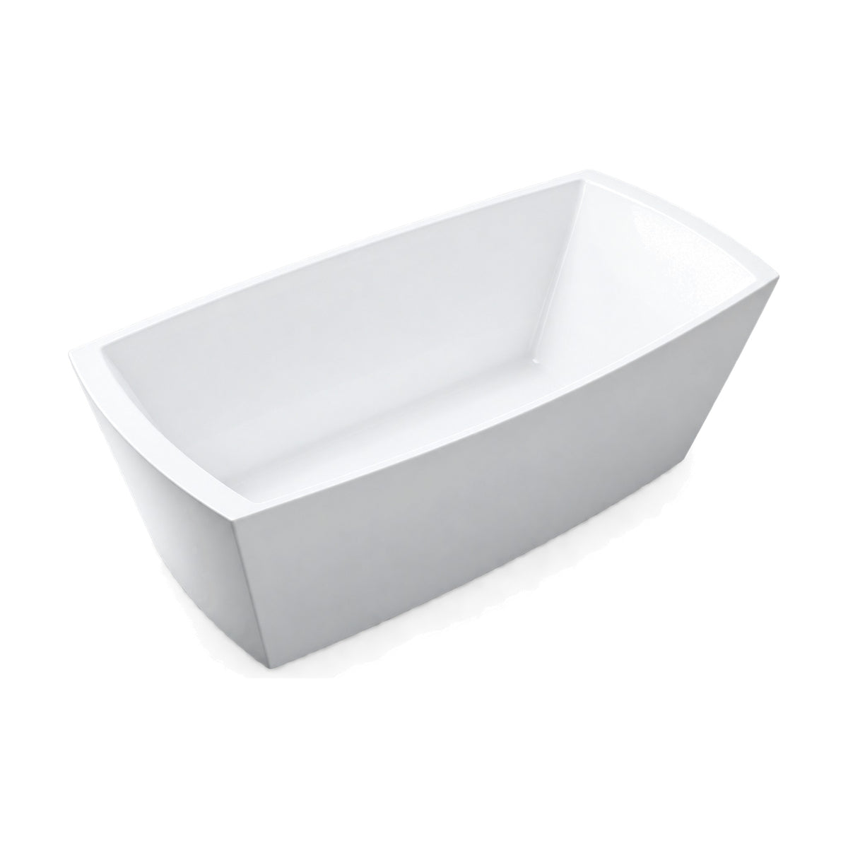 SANIKB D-8017 - white cushion-shaped freestanding tub with bowed short ends, faceted flared walls and thin rim