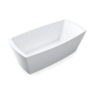 SANIKB D-8017 - white cushion-shaped freestanding tub with bowed short ends, faceted flared walls and thin rim