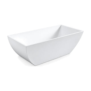 SANIKB D-8021 - white rectangular freestanding tub with flat sides and curved ends over a smaller flat base
