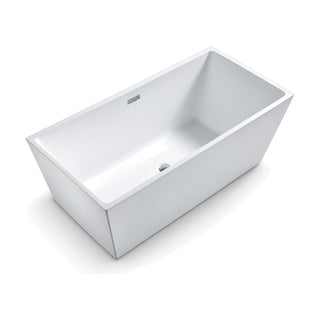 SANIKB FT002–FT004 - white rectangular freestanding tub with tapered trapezoid body and slim rim