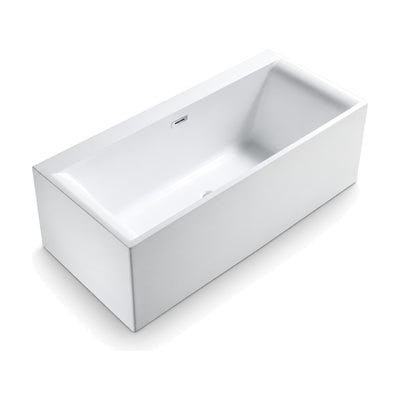 SANIKB FT007/FT015/FT016 - white box-shaped freestanding tub with straight vertical walls, sharp corners and slim rim