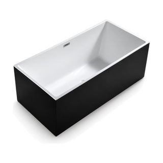 SANIKB FT013/FT014/FT023/FT024 - two-tone rectangular freestanding tub with black exterior, white interior and slim white rim