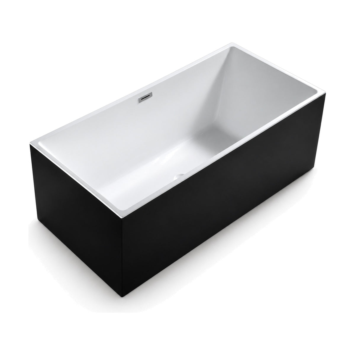 SANIKB FT013/FT014/FT023/FT024 - two-tone rectangular freestanding tub with black exterior, white interior and slim white rim