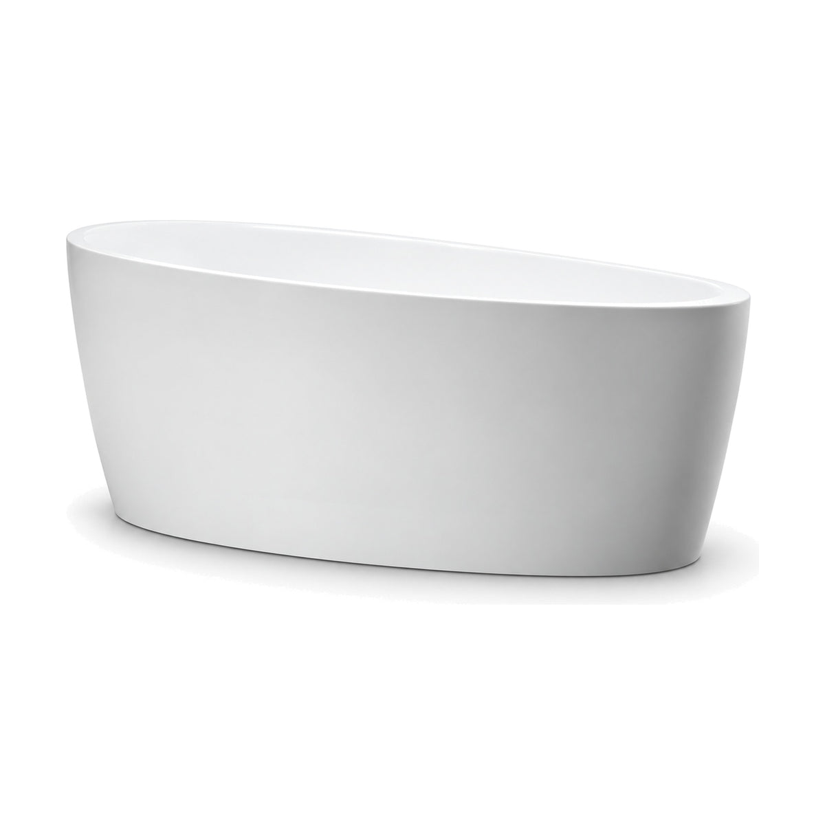 SANIKB D-8350 - white egg-shaped single-slipper freestanding tub with a rim sloping up to the broad backrest end
