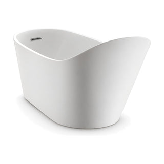 SANIKB D-8089 - white single-slipper freestanding tub with a very tall swept backrest and a low level foot end
