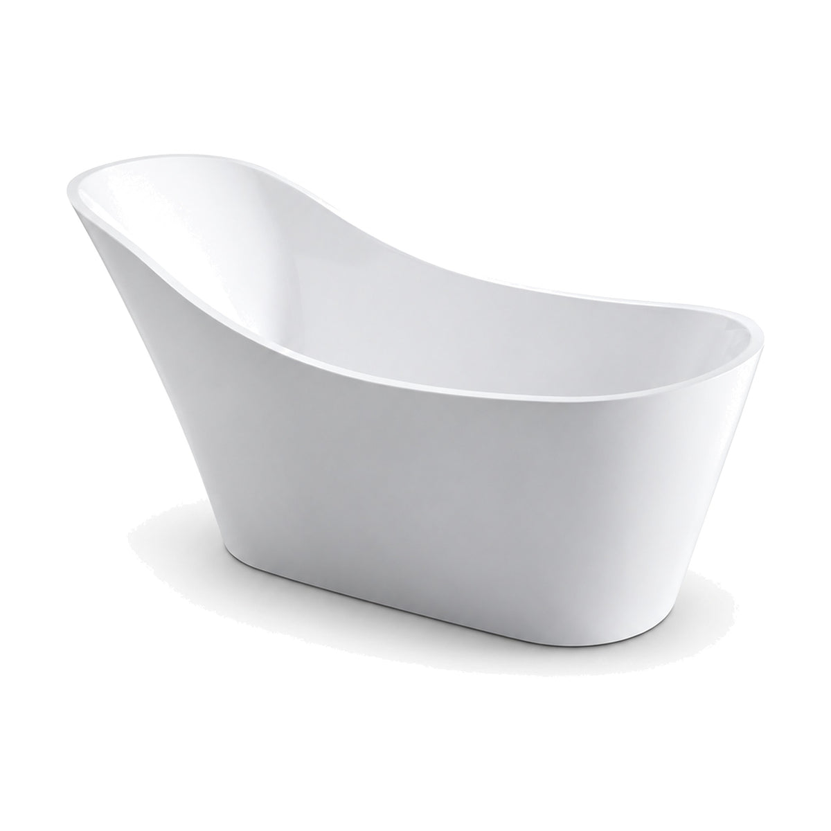 SANIKB D-8073 - white high-back slipper freestanding tub with a steeply raked backrest end and a narrow base