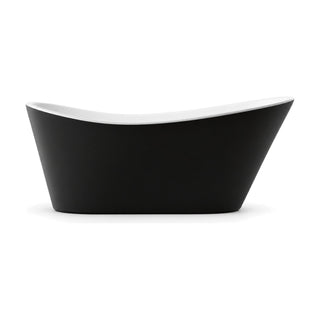 SANIKB D-8098WB - double slipper freestanding tub with a matte black exterior, white interior and one raked end
