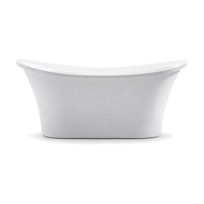 SANIKB D-8070 - white double slipper freestanding tub with raised ends flaring into a thin outward lip