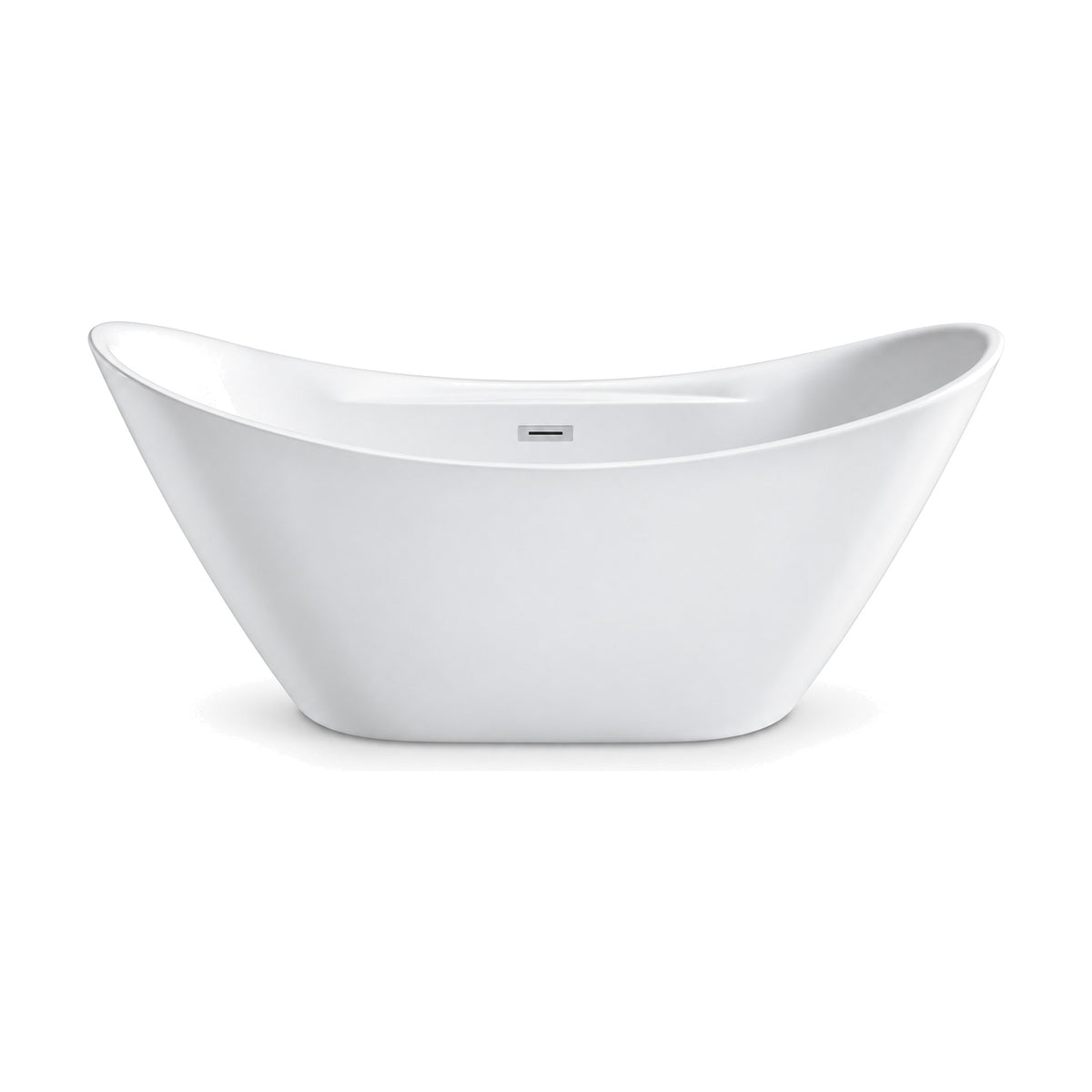 SANIKB FT054 - gloss white double slipper freestanding soaking tub with raised ends and chrome overflow