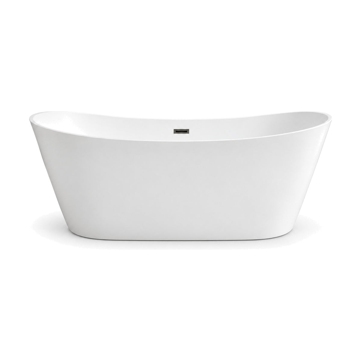 SANIKB FT073/FT074 - white oval double slipper freestanding tub with raised ends, slim rim and dark overflow cover