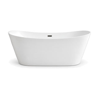 SANIKB FT073/FT074 - white oval double slipper freestanding tub with raised ends, slim rim and dark overflow cover