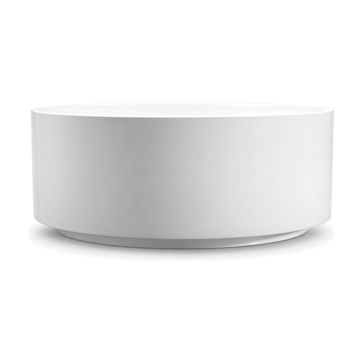 SANIKB D-8028 - gloss white round cylinder freestanding tub with vertical walls, a slim rim and a recessed plinth base