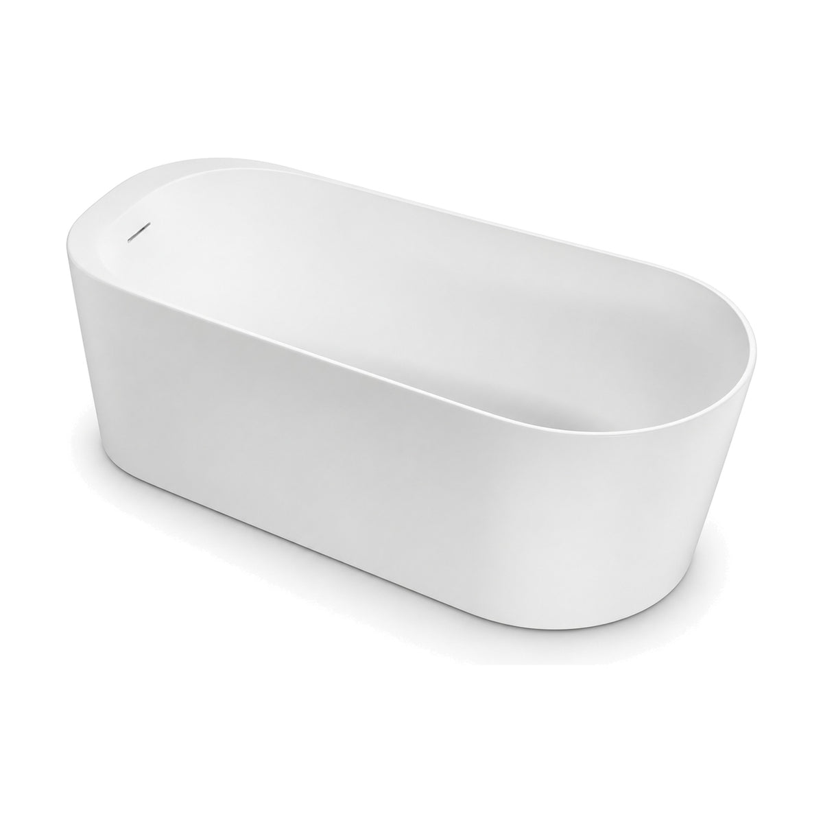 SANIKB D-8366 - matte white single-ended freestanding bathtub with a tapered plan and thin level rim