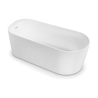 SANIKB D-8366 - matte white single-ended freestanding bathtub with a tapered plan and thin level rim