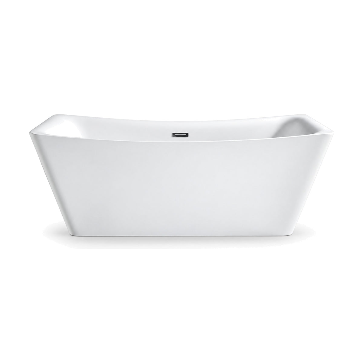 SANIKB FT053 - white boat-style acrylic freestanding bathtub with flared walls and a rim raised at both ends