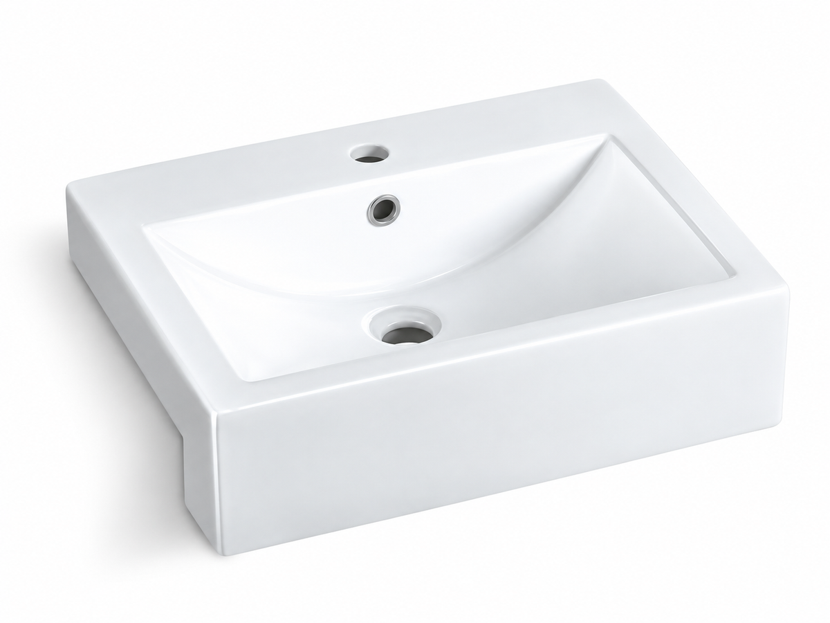 SANIKB D14 white semi-recessed ceramic basin