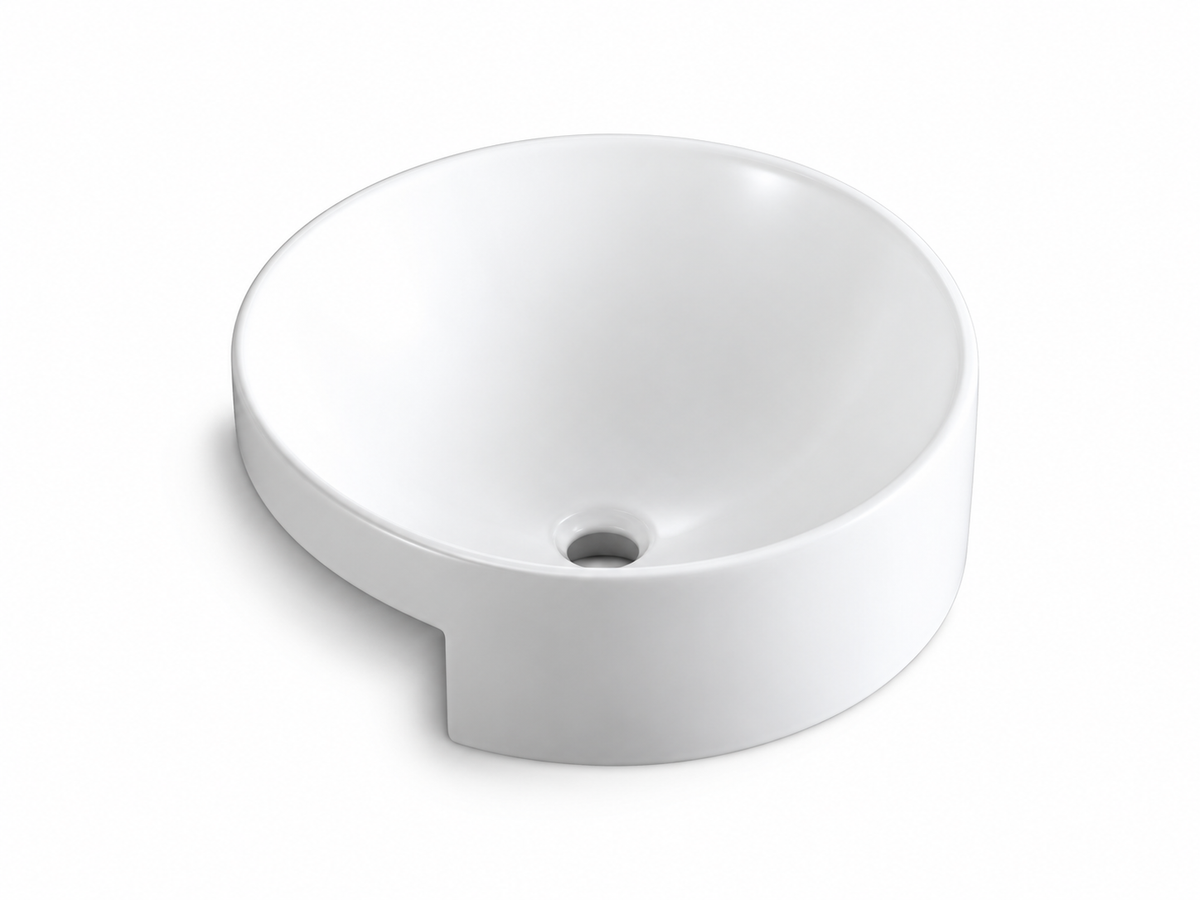 SANIKB D347A white semi-recessed ceramic basin