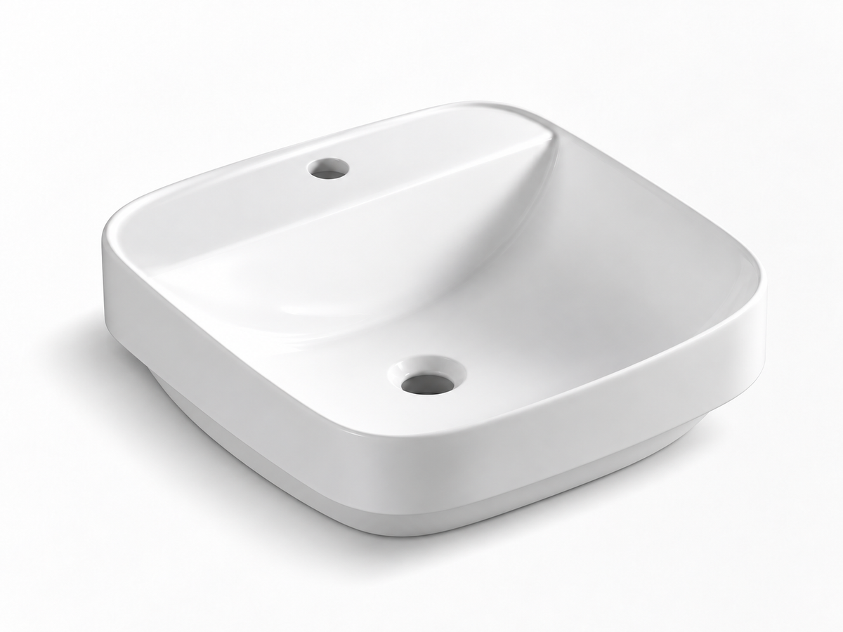 SANIKB D416 white semi-recessed ceramic basin