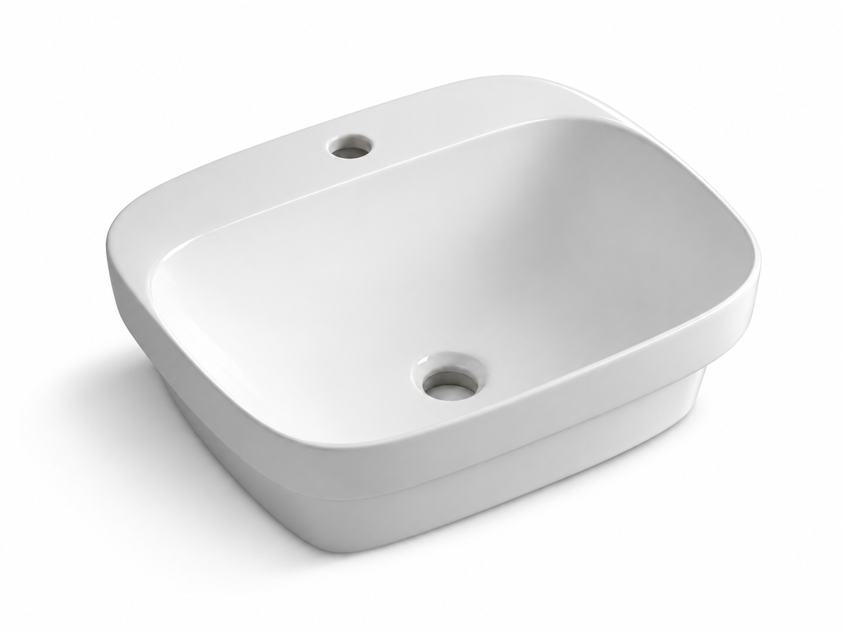 SANIKB D486 white semi-recessed ceramic basin