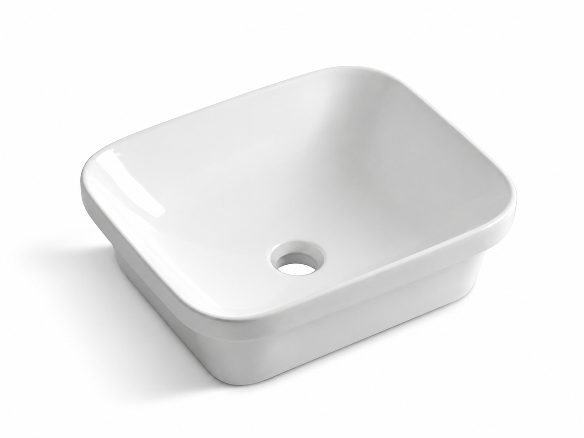 SANIKB D490 white semi-recessed ceramic basin
