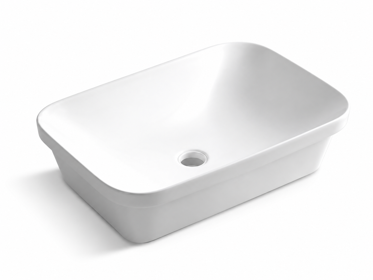 SANIKB D491 white semi-recessed ceramic basin