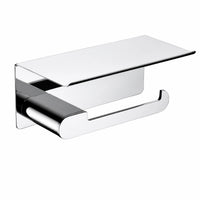 Round Chrome Toilet Paper Holder with Shelf