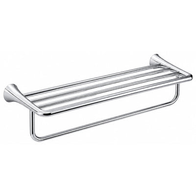 Chrome Towel Shelf with Bar — wall-mounted SUS304 stainless steel bathroom hardware | SANIKB