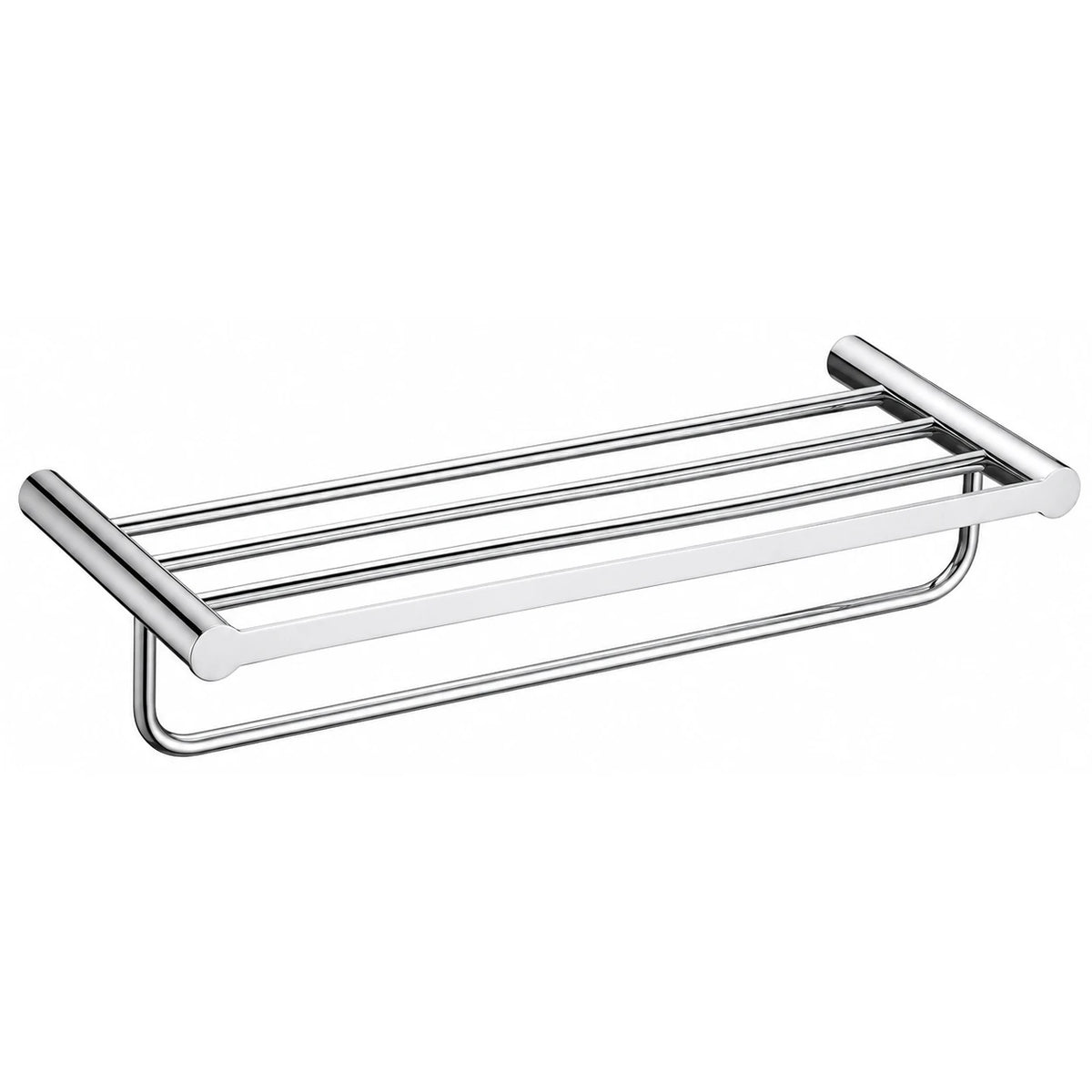Chrome Towel Shelf with Bar — wall-mounted SUS304 stainless steel bathroom hardware | SANIKB