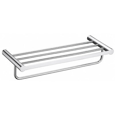 Chrome Towel Shelf with Bar — wall-mounted SUS304 stainless steel bathroom hardware | SANIKB