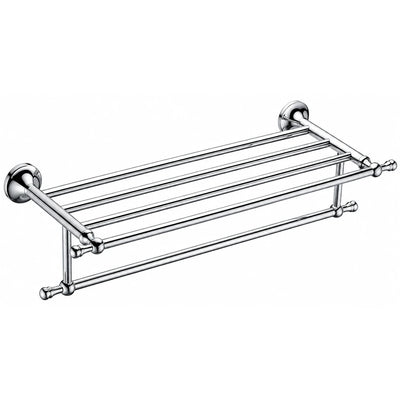 Chrome Towel Shelf with Bar — wall-mounted SUS304 stainless steel bathroom hardware | SANIKB