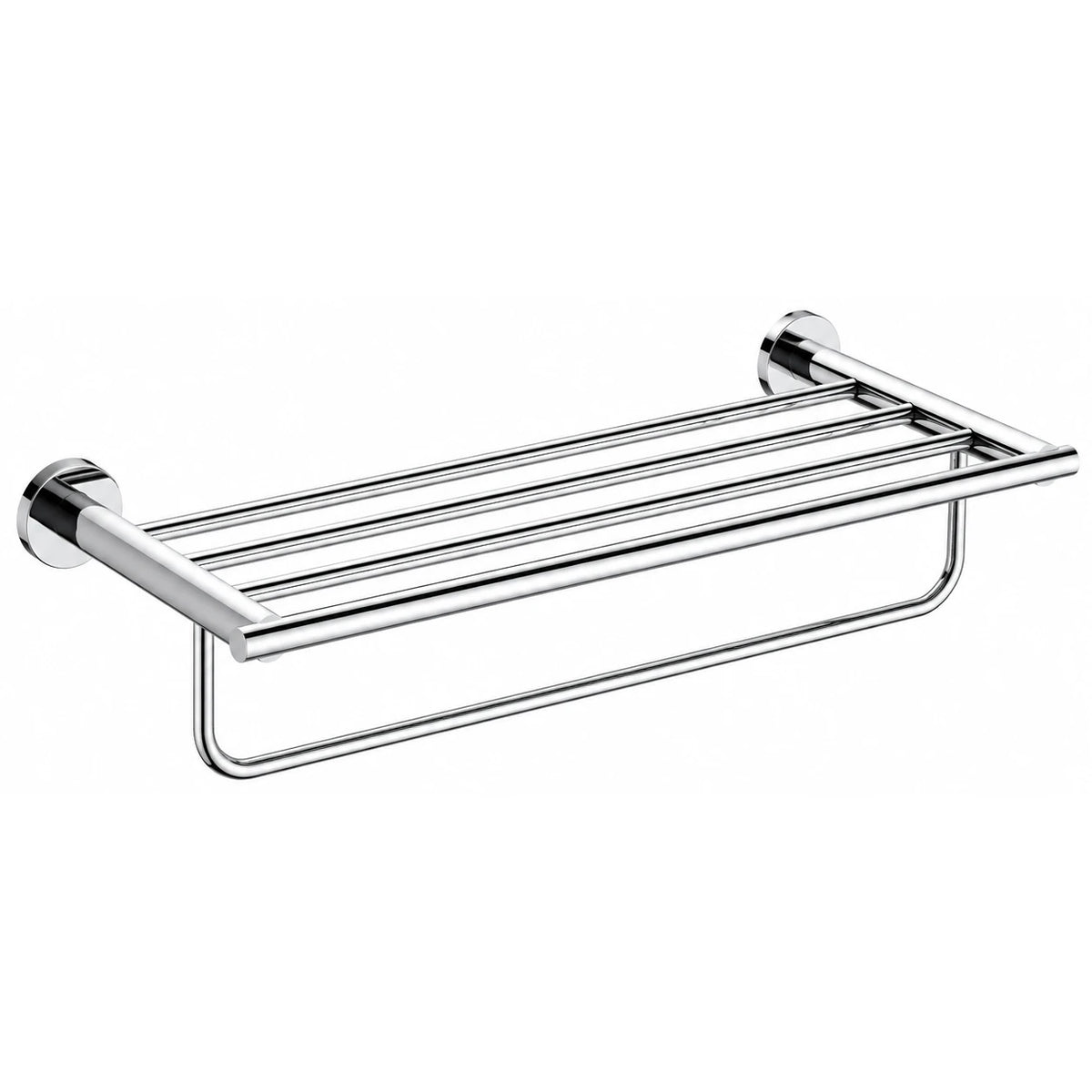 Chrome Towel Shelf with Bar — wall-mounted SUS304 stainless steel bathroom hardware | SANIKB