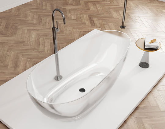 Clear Oval Transparent Bathtub with Stepped Base; original factory model TW-8208T catalogue detail view 1