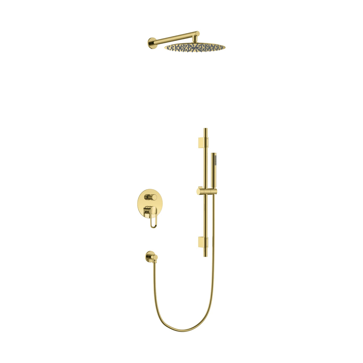 Matte black concealed shower system with open-loop lever trim, thin round rain head and slide bar handheld — SANIKB DL-08 718-LSJ