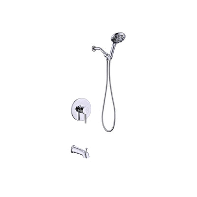 Polished chrome concealed shower faucet for shower, stainless steel body, handheld spray and tub spout — SANIKB FYF-9012-4.