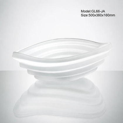 Frosted white matte seashell glass vessel sink, sculptural conch bathroom art basin