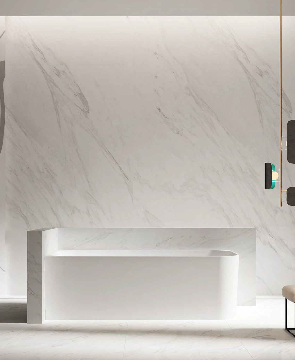 Corner Profile Rectangle Solid Surface Bathtub - T8503L/R; complete model view