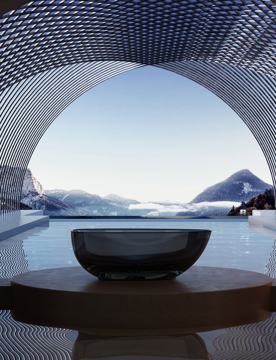 Dark Oval Bathtub with Low Rounded Profile; original factory model TW-8202T catalogue detail view 1