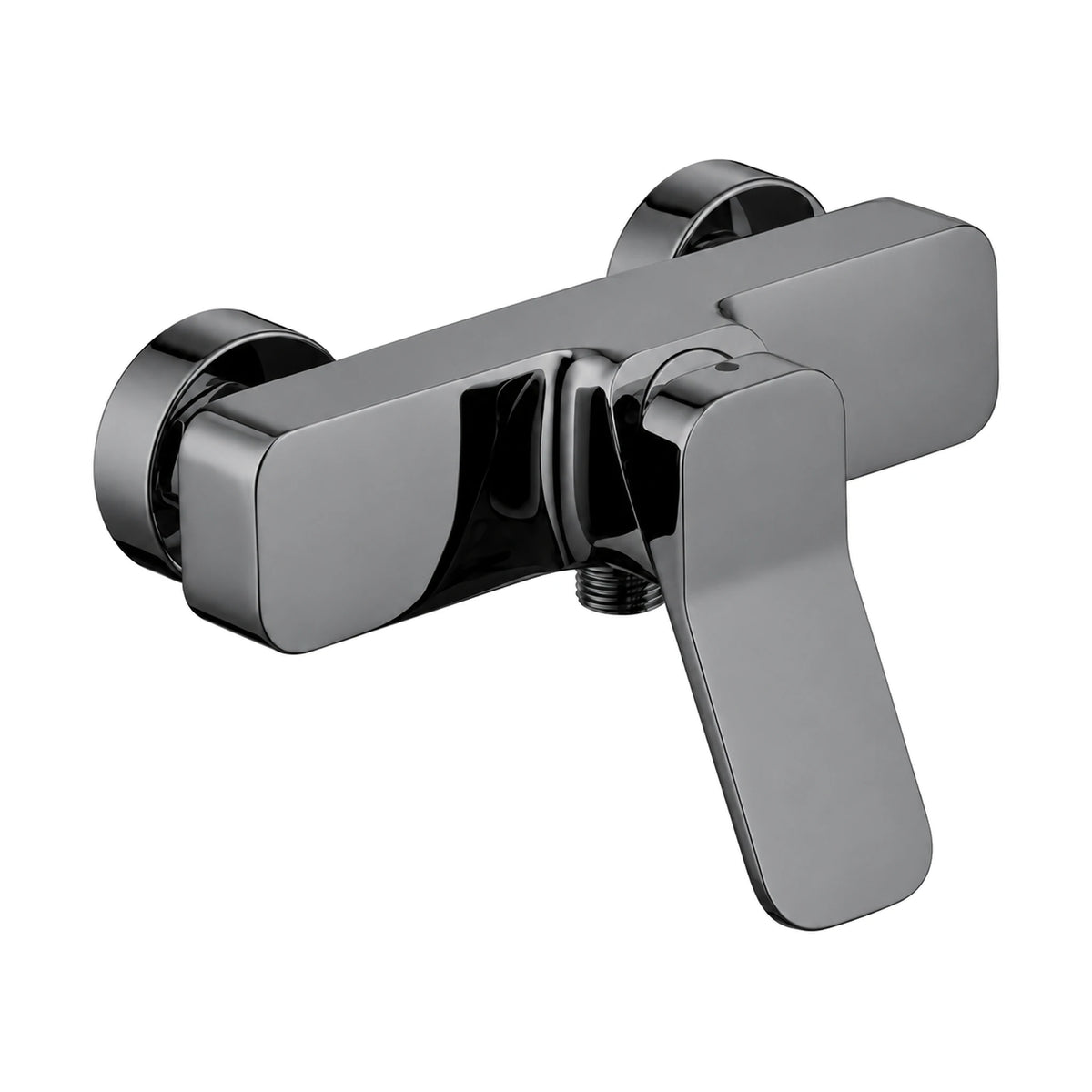 Gun Metal Grey — Exposed wall shower mixer with rectangular slab body, drooping flat paddle lever and round escutcheons — SANIKB DL-08 050-QH