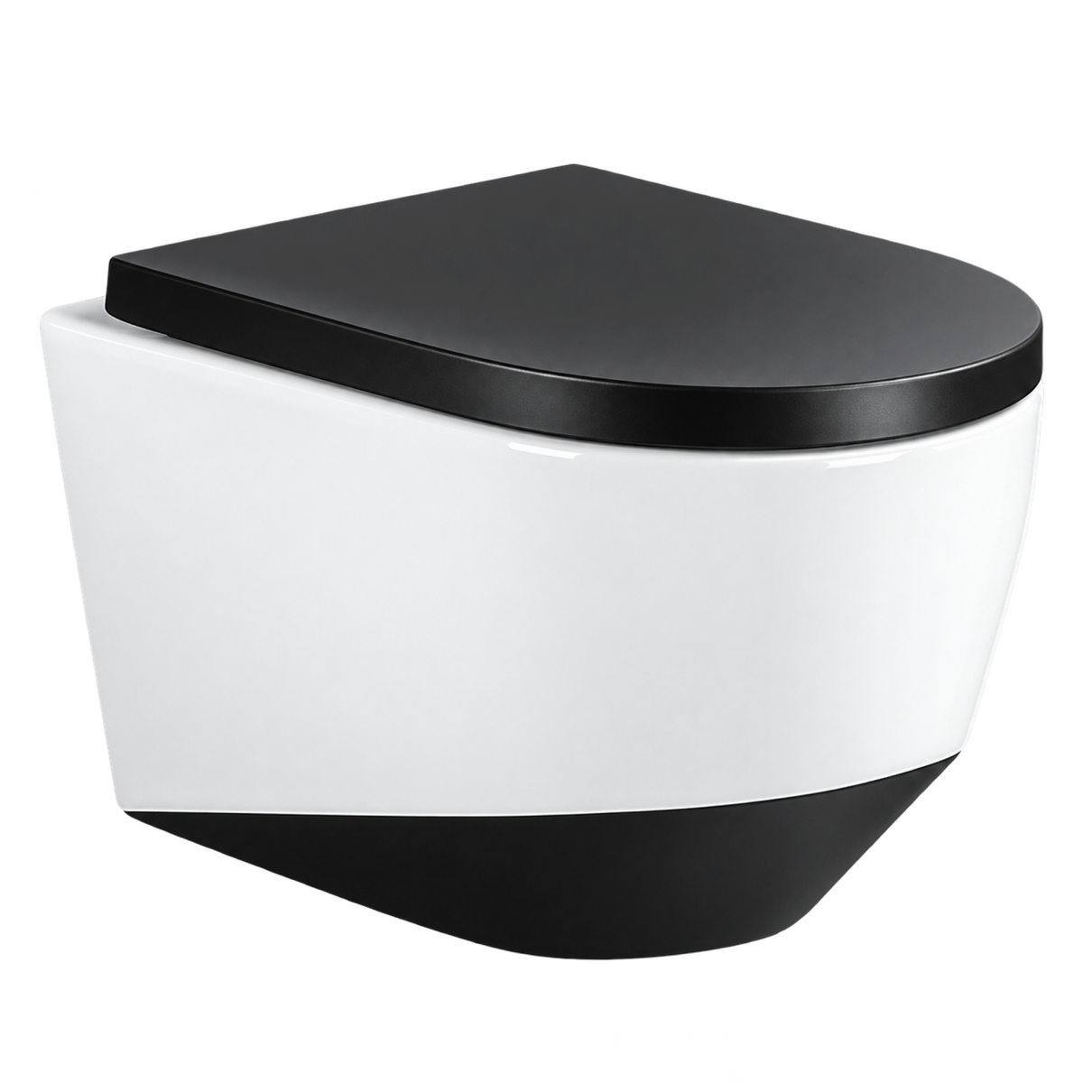SANIKB FT-251 ceramic wall-hung toilet, white body with glossy black lid and lower finish