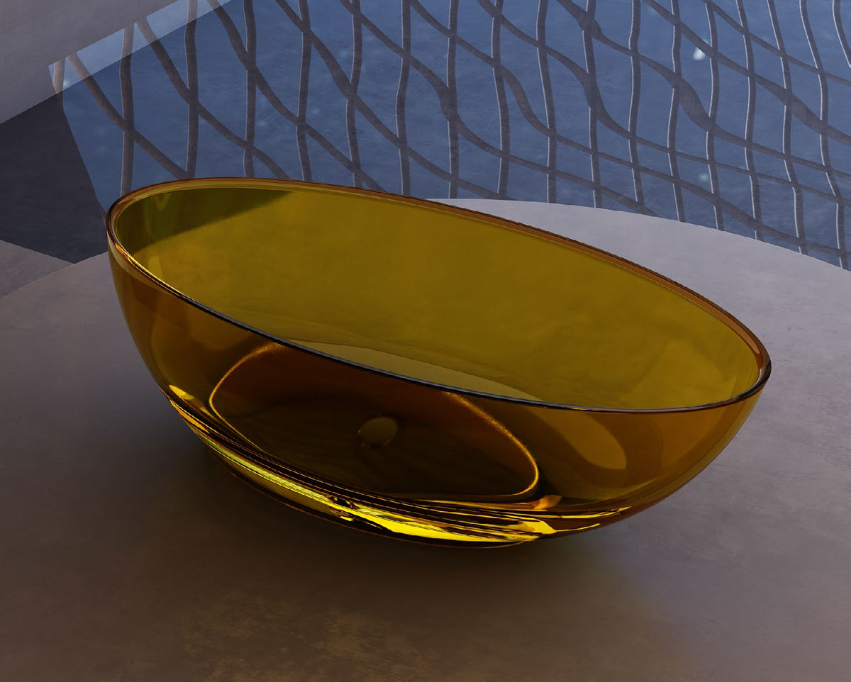 Golden Oval Transparent Bathtub with Curved Rim; original factory model TW-8203T catalogue detail view 1