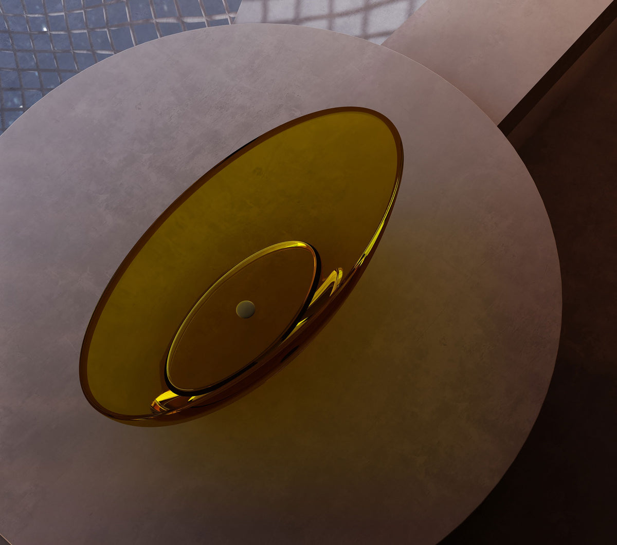 Golden Oval Transparent Bathtub with Curved Rim; original factory model TW-8203T complete product view