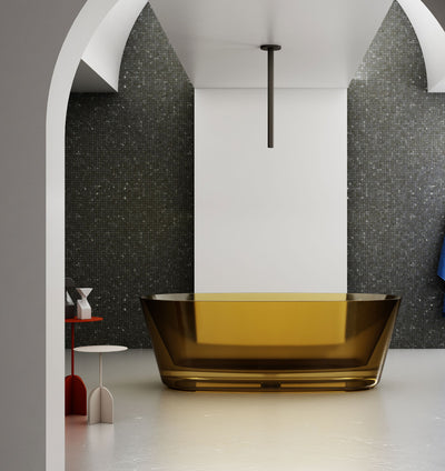 Golden Rounded Rectangle Transparent Bathtub; original factory model XA-8831T complete product view