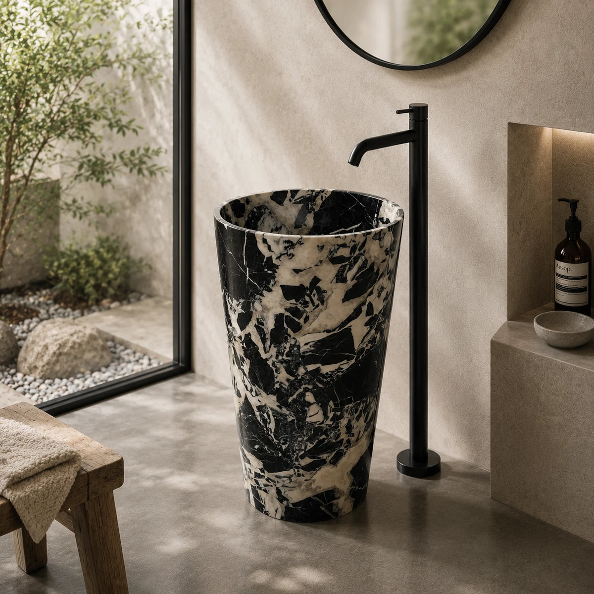 Grand Antique Marble Tapered Pedestal Basin