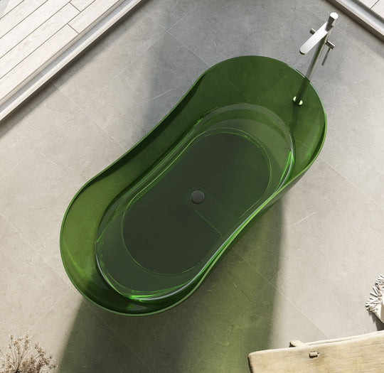 Green Rounded Rectangle Transparent Bathtub with Thick Base; original factory model TW-8603T catalogue detail view 1