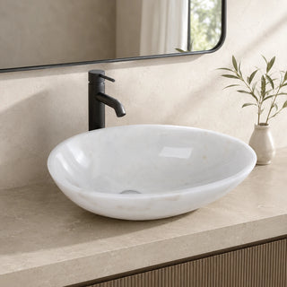 Guangxi White Marble Oval Vessel Basin 23.6×13.8