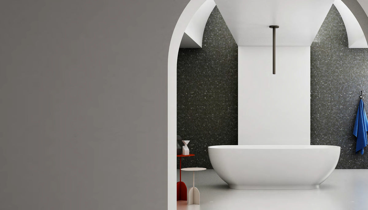Long Rounded Rectangle Solid Surface Bathtub - XA-8851; complete factory model view