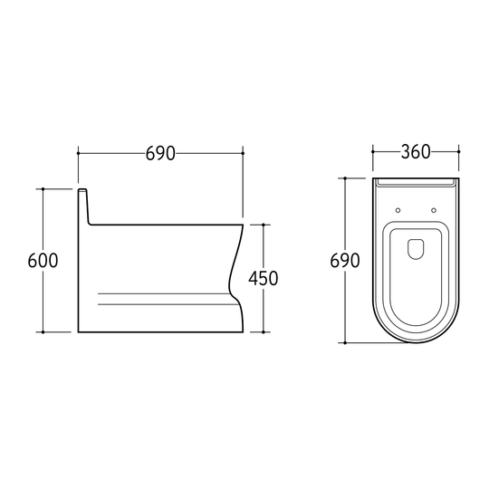 SANIKB NBK-3101 portable toilet dimension drawing, 690 × 360 × 600 mm